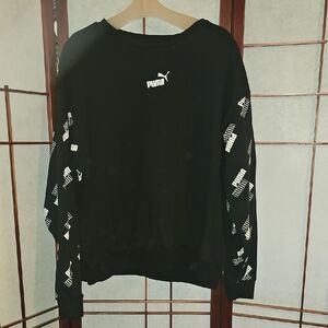 Puma Black Sweatshirt with White Logo and Sleeve Branding